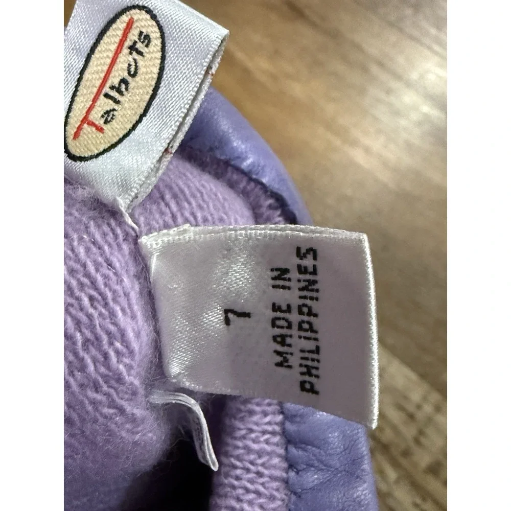 TALBOTS LEATHER 100% CASHMERE LINED DRIVING GLOVES WOMEN'S SIZE 7 Purple